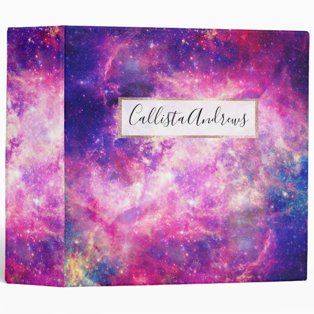 Dark Night Gradient Galaxy Glowing Zodiac Starry S Binder (Front/Spine)