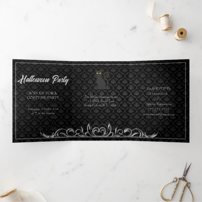Dark Night Halloween Party Tri-Fold Invitation (Inside)