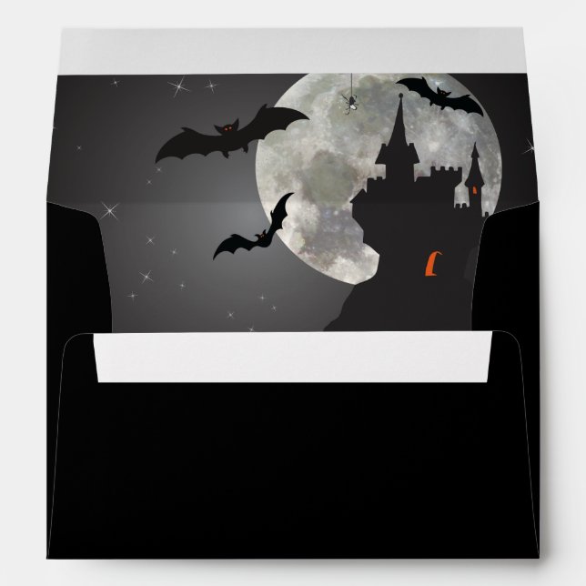 Dark Night Haunted Castle Halloween Envelopes (Back (Bottom))