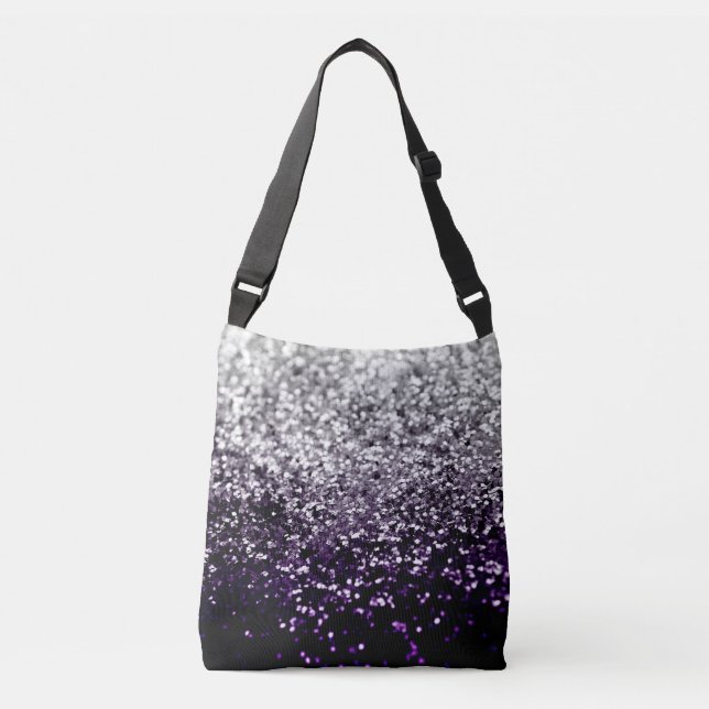 Dark Night Purple Black Silver Glitter #1 #shiny Crossbody Bag (Front)