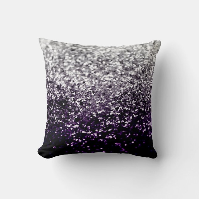 Dark Night Purple Black Silver Glitter #1 #shiny Throw Pillow (Front)