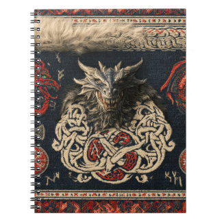 Dark Nordic Dragon and Viking Knotwork Tapestry De Notebook