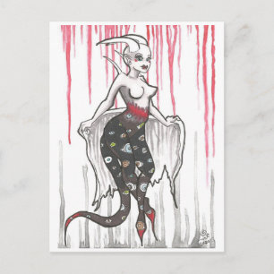 Dark Nymph eyeball demon Cartoon Fantasy Art Postcard