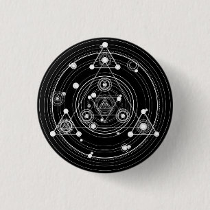 Dark occult style sacred geometry 1 inch round button