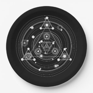 Dark occult style sacred geometry paper plate