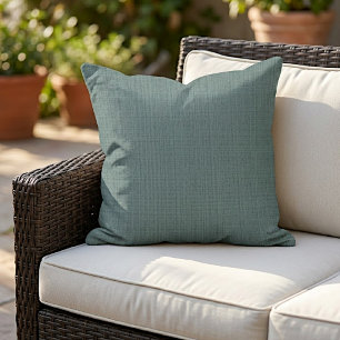 Dark Ocean Seafoam Green Blue Grey Weave Pattern Outdoor Pillow
