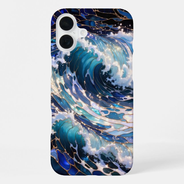 Dark Ocean Wave Aesthetic Phone Case Blue (Back)