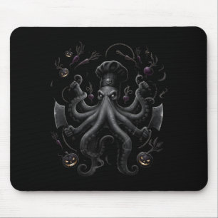 Dark octopus chef halloween horror cooking graphic mouse pad