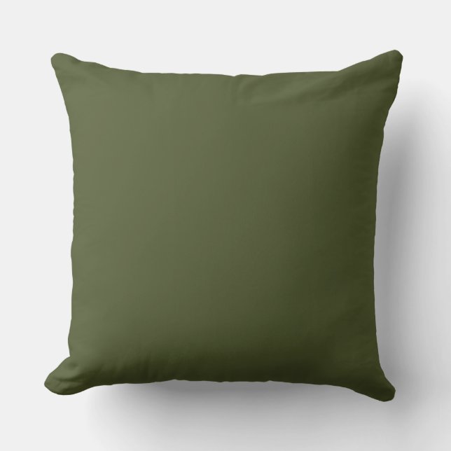 Dark Olive Army Green Modern Colour Only 4 Throw Pillow (Front)