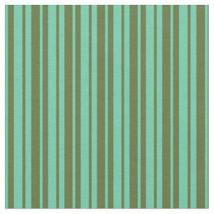 Dark Olive Green and Aquamarine Stripes Pattern Fabric