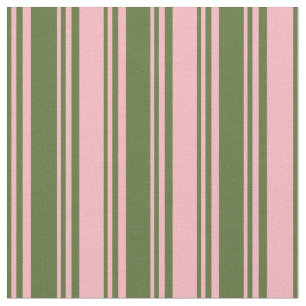Dark Olive Green and Light Pink Coloured Lines Fabric