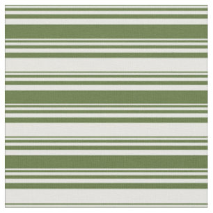 Dark Olive Green and Mint Cream Coloured Lines Fabric