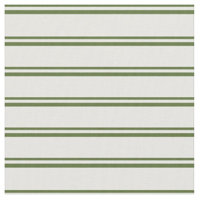 Dark Olive Green and Mint Cream Coloured Stripes Fabric (Close Up)