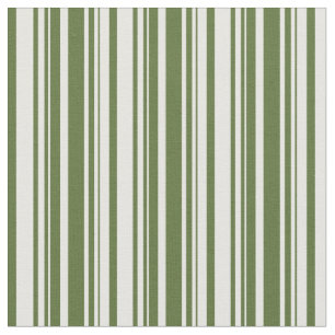 Dark Olive Green and Mint Cream Stripes Pattern Fabric