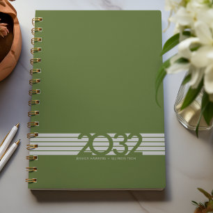 Dark Olive Green Bottom Stripe Spiral Weekly Planner