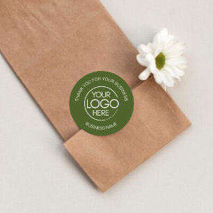 Dark Olive Green Business Thank You Classic Round Sticker