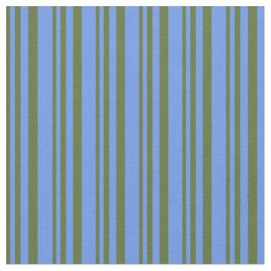 Dark Olive Green & Cornflower Blue Pattern Fabric
