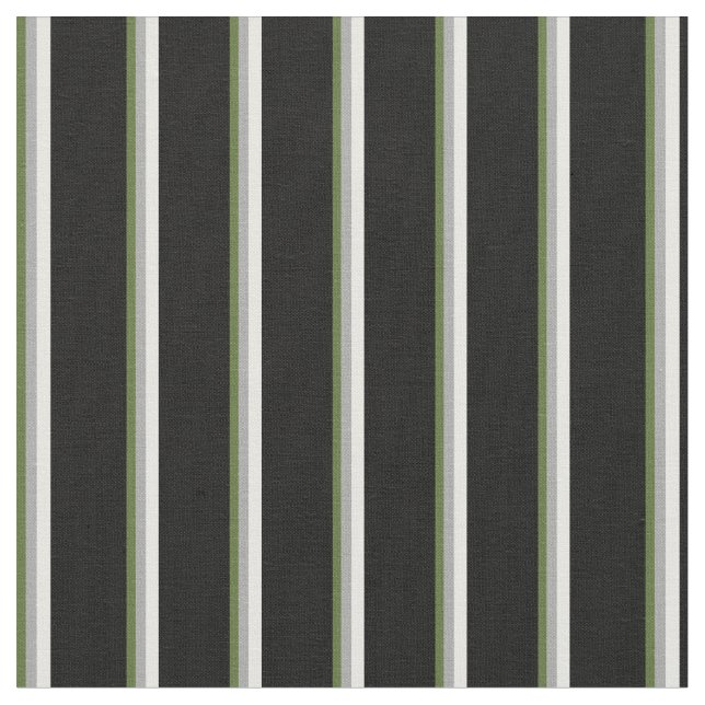Dark Olive Green, Dark Grey, White, and Black Fabric (Close Up)