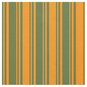 Dark Olive Green & Dark Orange Coloured Lines Fabric