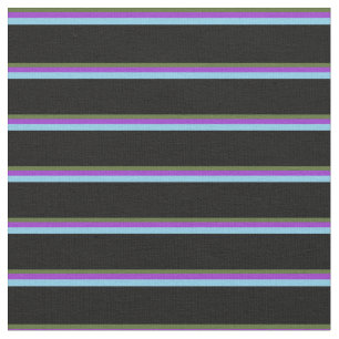 Dark Olive Green, Dark Orchid, Sky Blue & Black Fabric