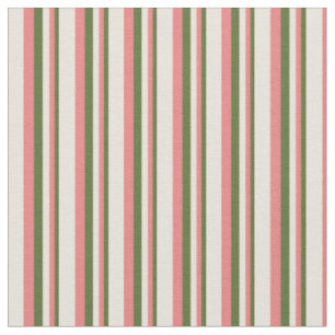 Dark Olive Green, Light Coral & Beige Coloured Fabric