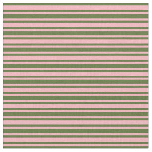 Dark Olive Green & Light Pink Coloured Lines Fabric