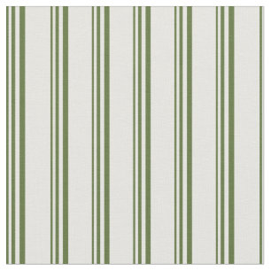 Dark Olive Green & Mint Cream Coloured Stripes Fabric