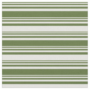 Dark Olive Green & Mint Cream Coloured Stripes Fabric