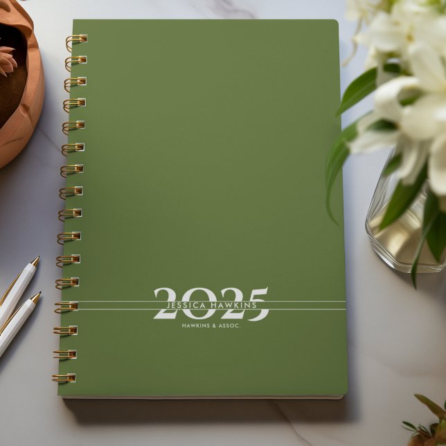 Dark Olive Green Overlapping Text Split Year Planner (Creator Uploaded)