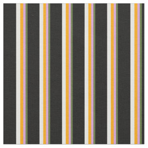 Dark Olive Green, Plum, Orange, White & Black Fabric