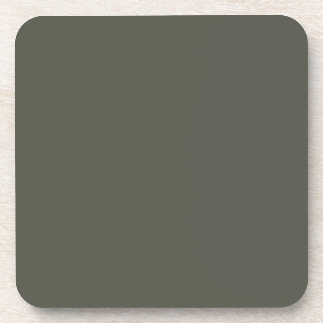 Dark Olive Green Solid Color - Colour - Hue Coaster (Front)