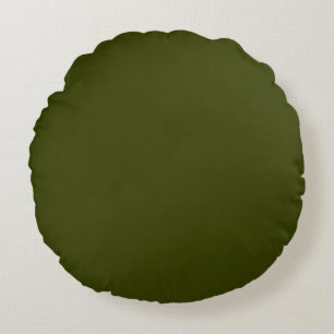 Dark olive green solid color round pillow