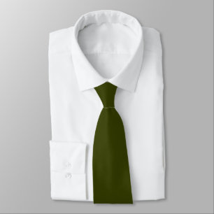 Dark olive green solid color tie