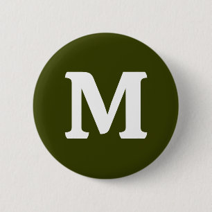 Dark olive green solid colour 2 inch round button