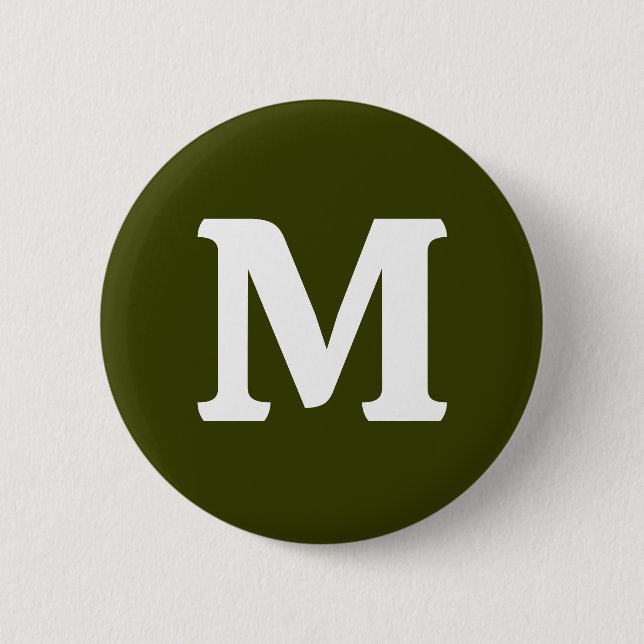 Dark olive green solid colour 2 inch round button (Front)