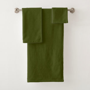 Dark olive green (solid colour) bath towel set