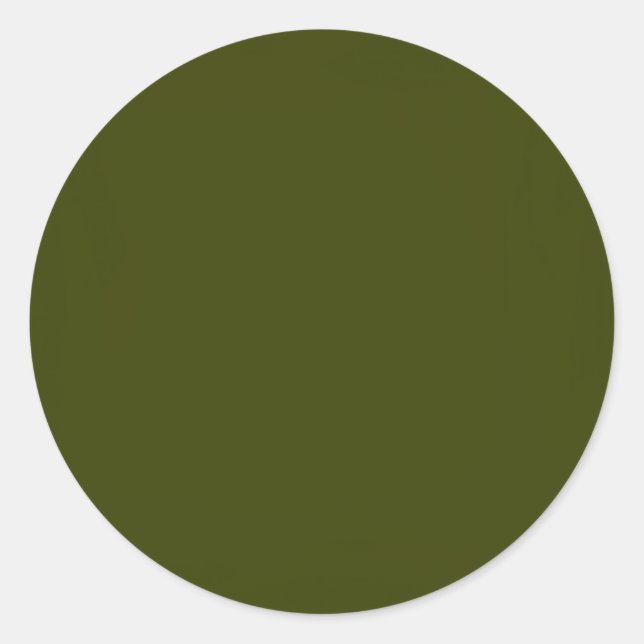 Dark olive green solid colour classic round sticker (Front)