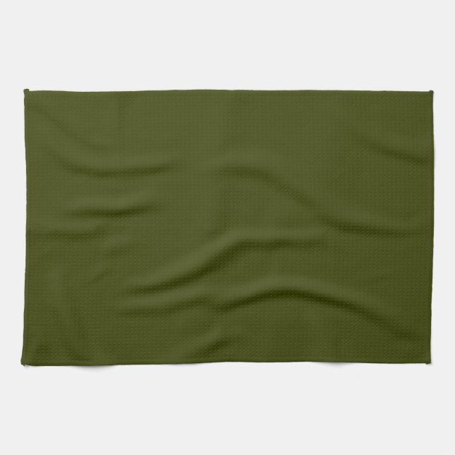 Dark olive green solid colour kitchen towel (Horizontal)