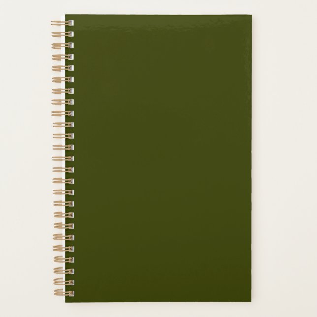 Dark olive green solid colour planner (Front)