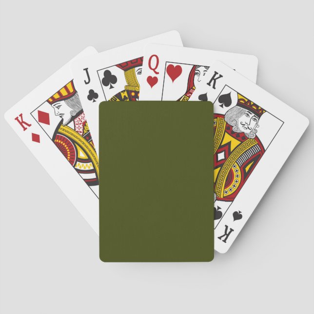 Dark olive green solid colour playing cards (Back)