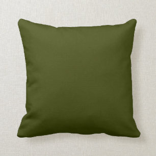 Dark olive green (solid colour) throw pillow