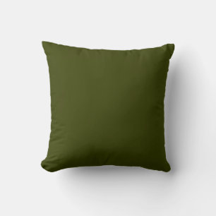 Dark olive green solid colour throw pillow