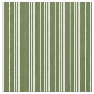 Dark Olive Green & White Lines Fabric