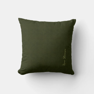 Dark olive textured  throw pillow