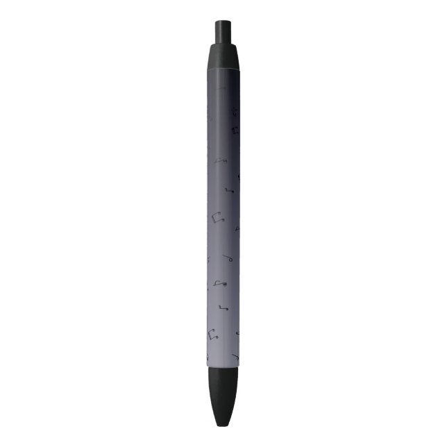 Dark Ombre Musical Notes gray  Black Ink Pen (Front Vertical)