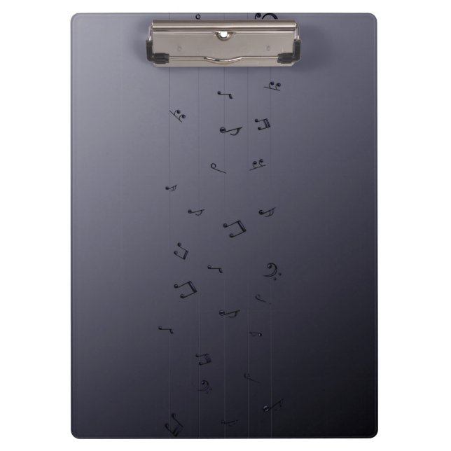 Dark Ombre Musical Notes Gray Clipboard (Front)