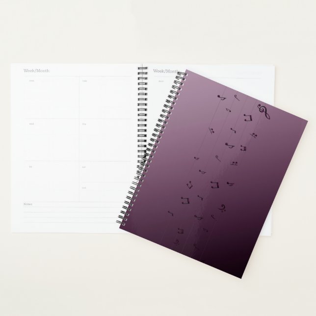 Dark Ombre Musical Notes Mauve Planner (Display)