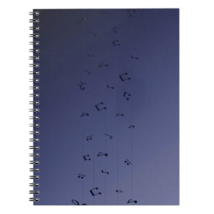 Dark Ombre Musical Notes Navy Notebook