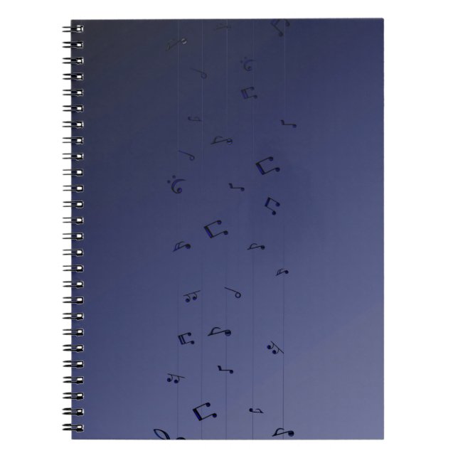 Dark Ombre Musical Notes Navy Notebook (Front)