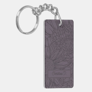 Dark on Dusty Plum Chrysanthemums with Photo Keychain